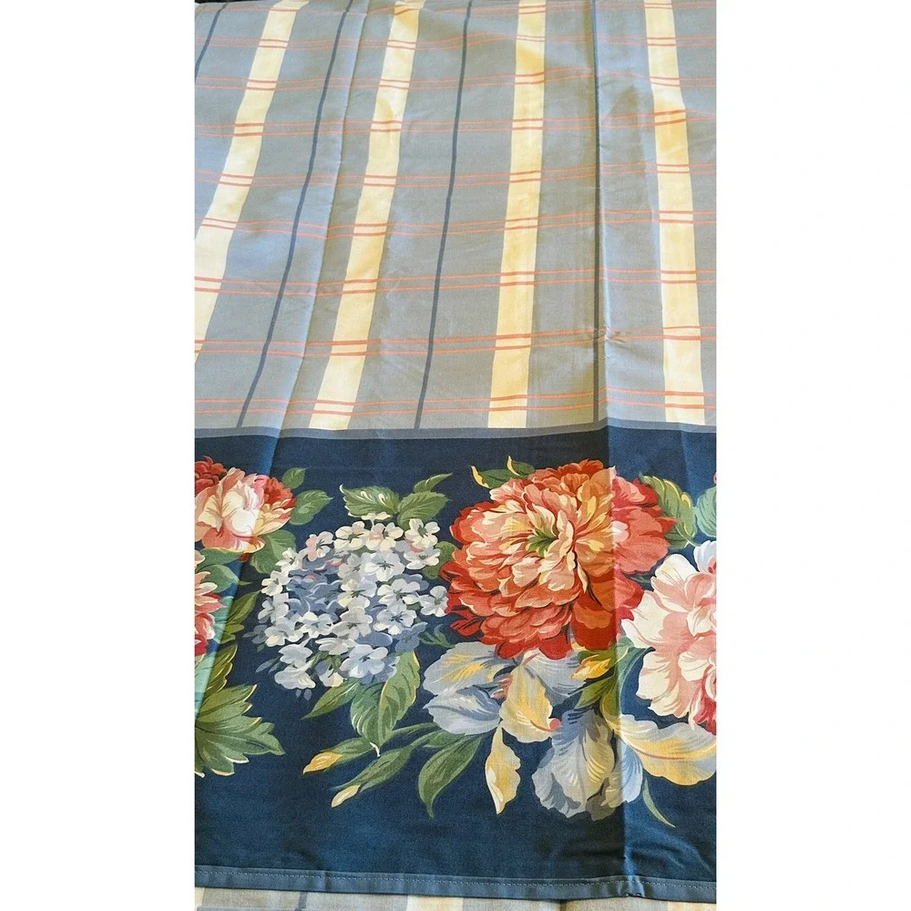 Vintage Allyson Kent Stevens Floral Cottage Garden Full Flat Sheet 2-Pillowcases